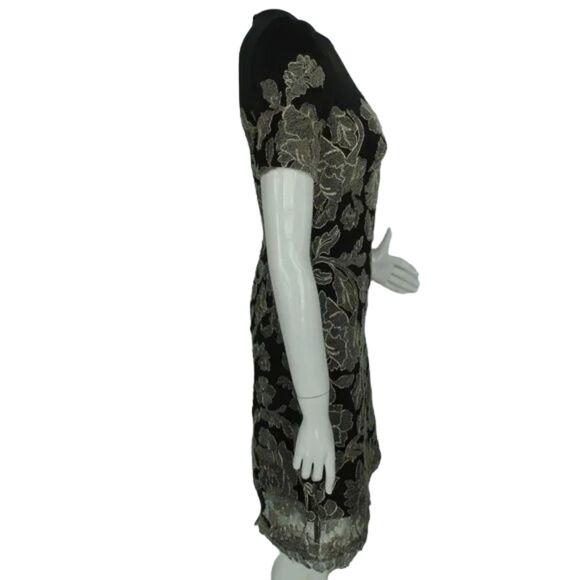 TADASHI SHOJI Dress, 2, Sabi, Floral Lace overlay, Short sleeve, Scuba - Picture 13 of 14
